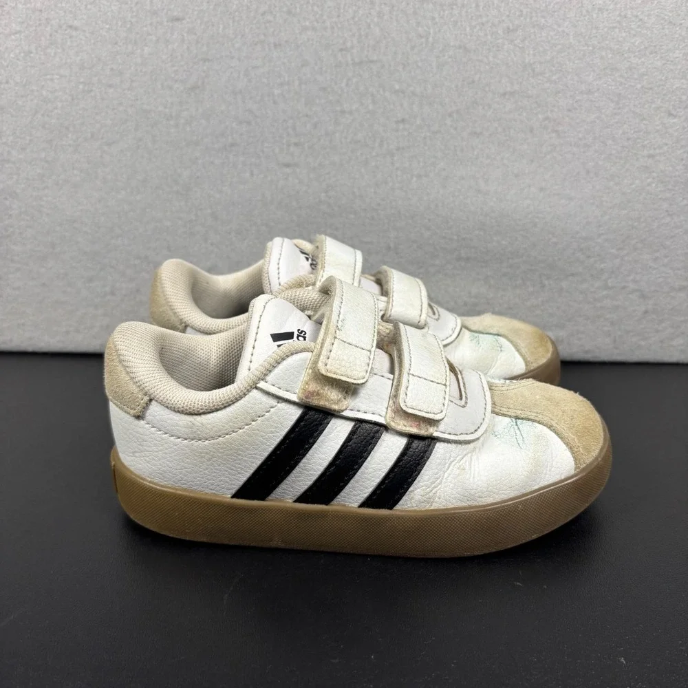 Adidas‎ VL Court 3.0 Hook & Loop No Tie Sneakers Shoes Toddler Size 10K White